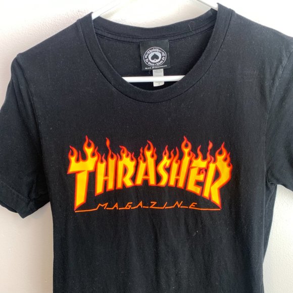 Thrasher Flame Logo Black Short Sleeve Shirt - Picture 6 of 6